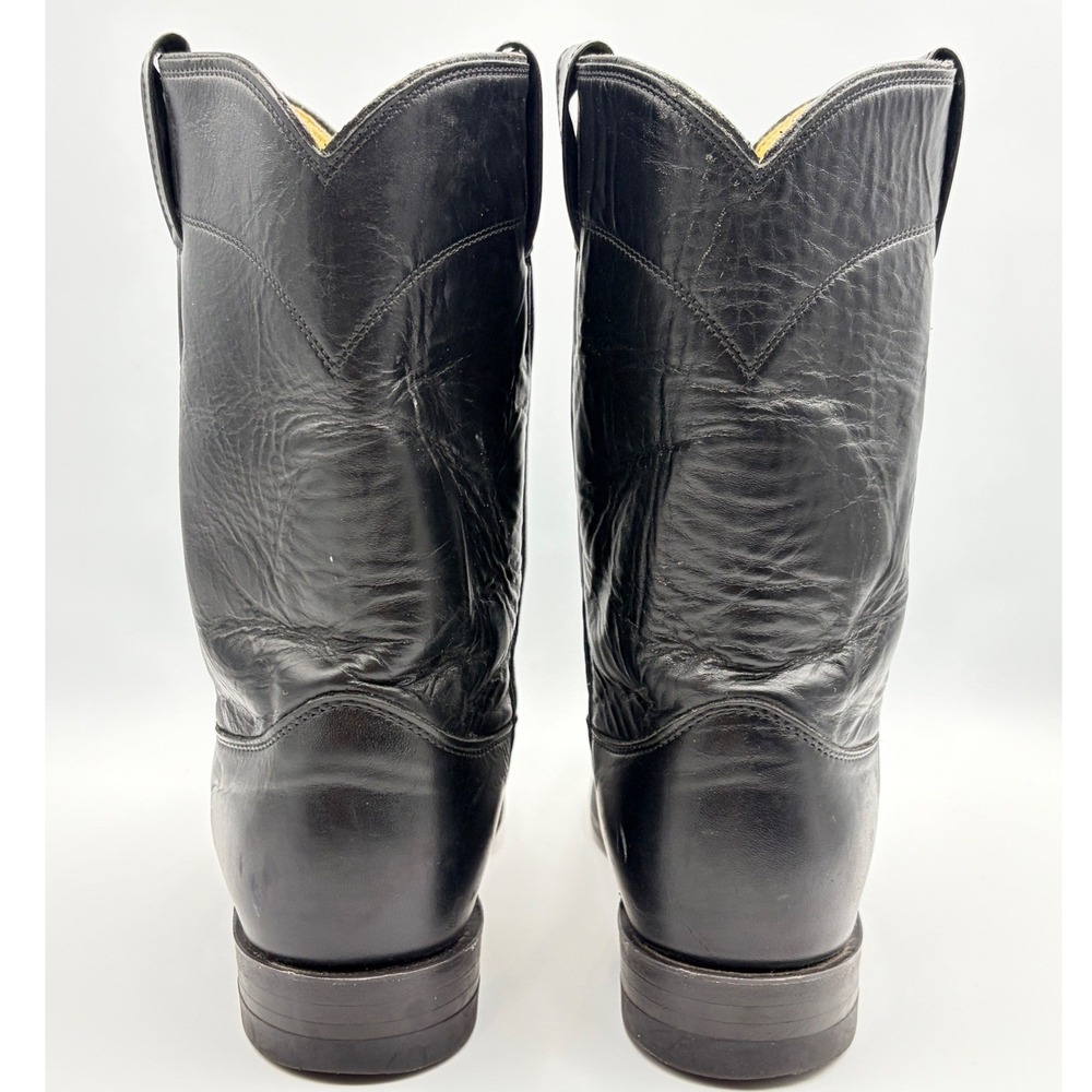 Justin 3133 Jackson Black Leather Western Roper Boots Mens Size 8 EE Pull on USA - Picture 11 of 15